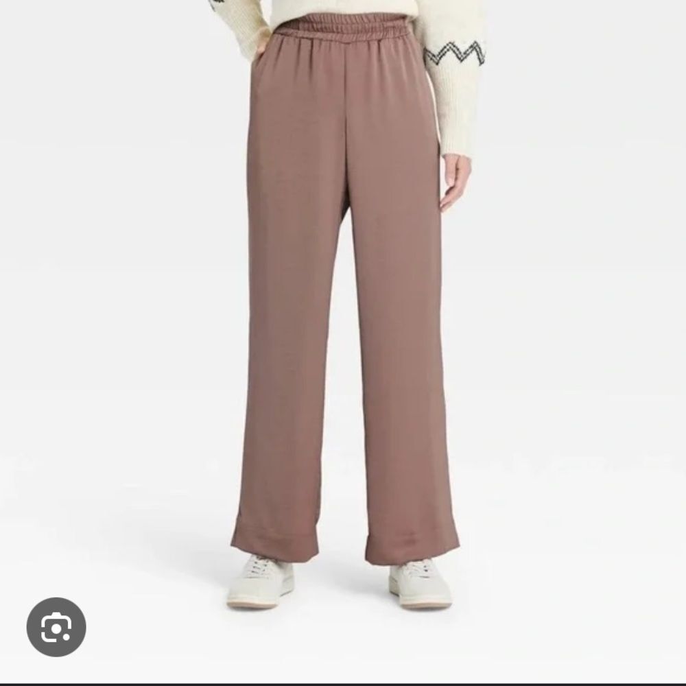 A New Day XXL Satin Shiny Wide Leg Pull on Pants brown red